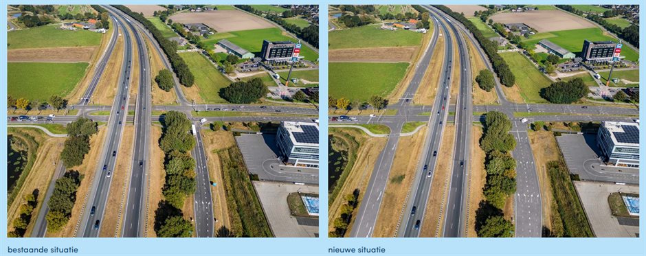 Links de bestaande situatie, rechts de nieuwe situatie