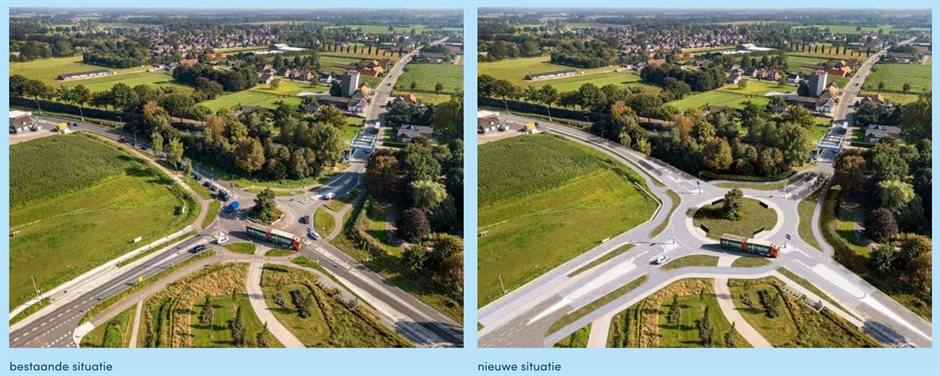 Links de bestaande situatie, rechts de nieuwe situatie