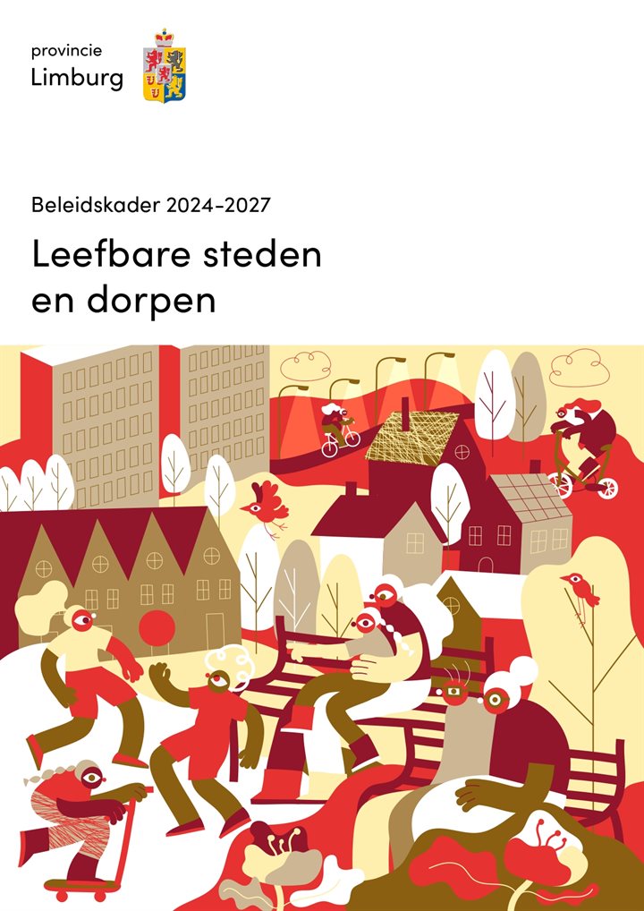 Illustratieve cover van het Beleidskader 2024-2027 'Leefbare steden en dorpen'
